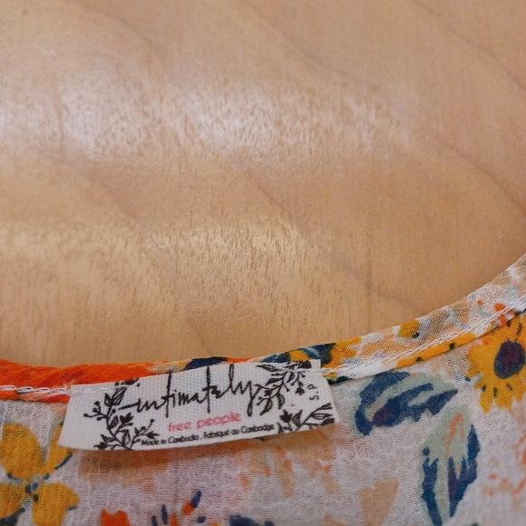 Free People intimately floral Orange body suit Say it to me boho S P - Picture 8 of 11